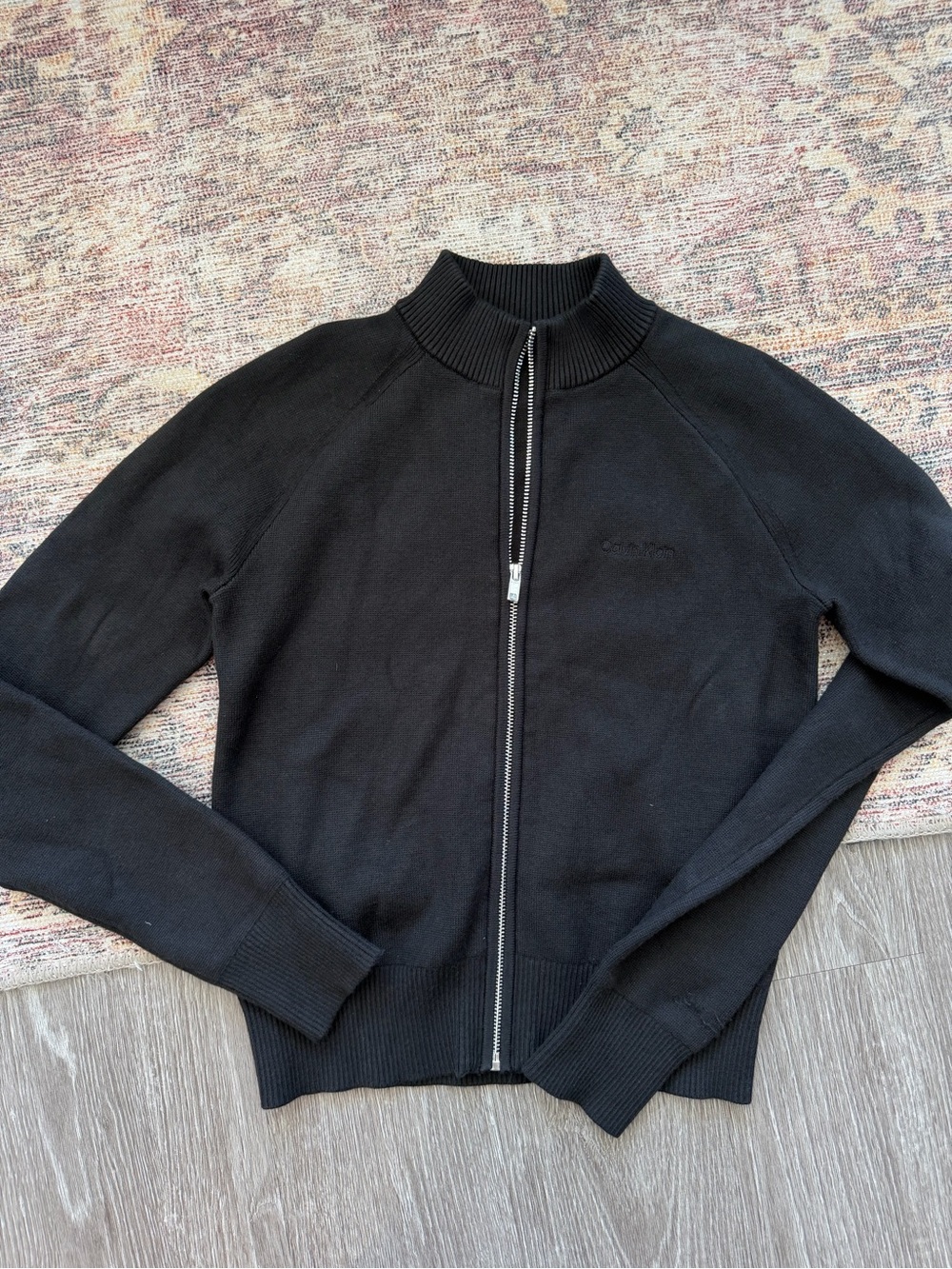 Calvin Klein Black Cotton Full Zip Bomber Jacket